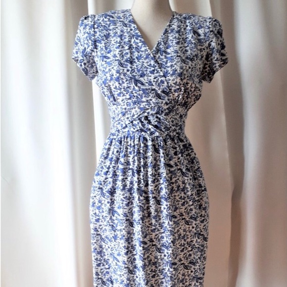 Vintage 1980s Synthesis Rayon Dress Size 6 - Picture 2 of 8